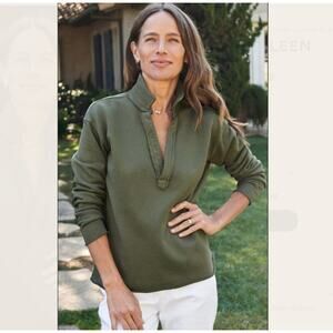 B58 Frank & Eileen Patrick Popover Henley Top Womens L Minimalist Elevated